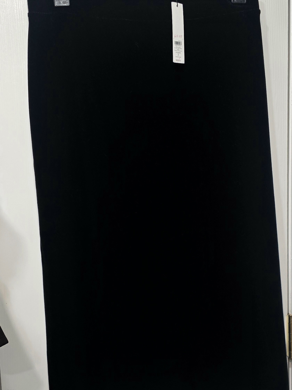 Chico's Black Velvet Midi Straight Skirt